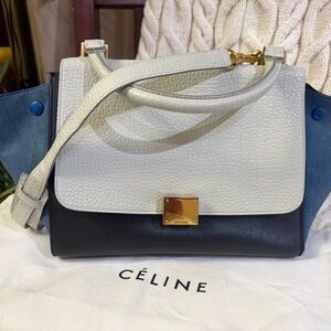 Celine Medium Trapeze in Grey, Navy, and Blue with Dust Bag and COA
